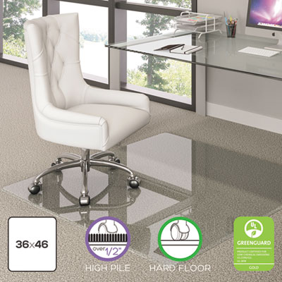 Premium Glass All Day Use Chair Mat - All Floor Types, 36 x 46, Rectangular, Clear