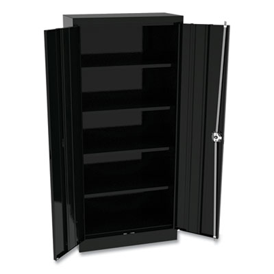 Space Saver Storage Cabinet, Four Fixed Shelves, 30w x 15d x 66h, Black